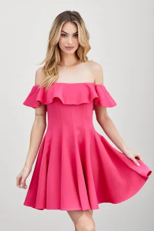 Elegant Ruffle Off-the-Shoulder Dress