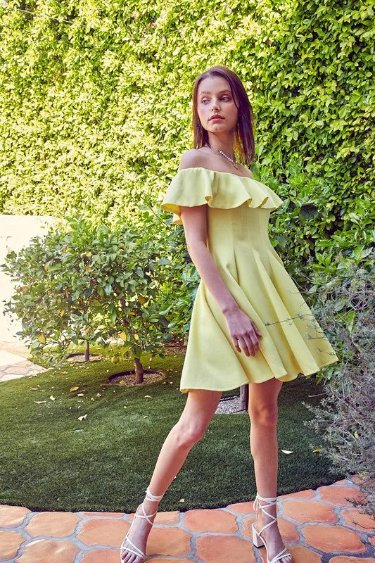 Elegant Ruffle Off-the-Shoulder Dress