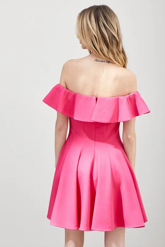 Elegant Ruffle Off-the-Shoulder Dress