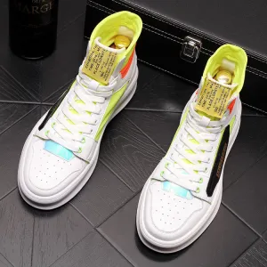 Fashion Designer Mens High tops Casual Shoes flats British Style Man Breathable mixec colors Trending Shoes web celebrity