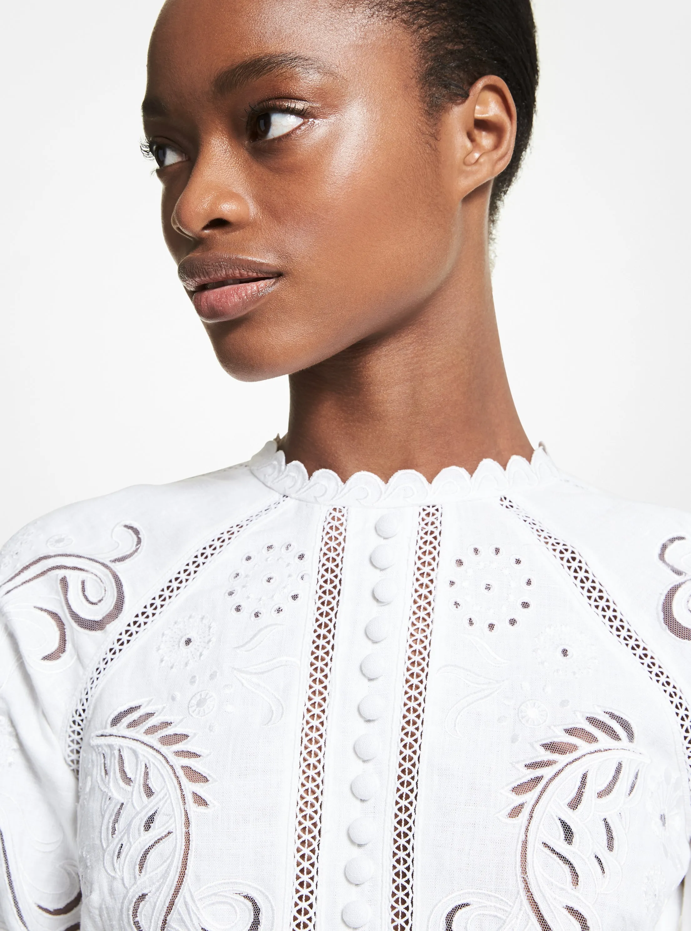 Floral Embroidered Hemp Mini Dress