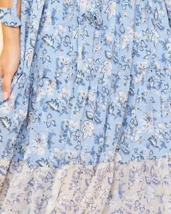 Floral Midi Dress In Dusty Blue | Dusty Blue
