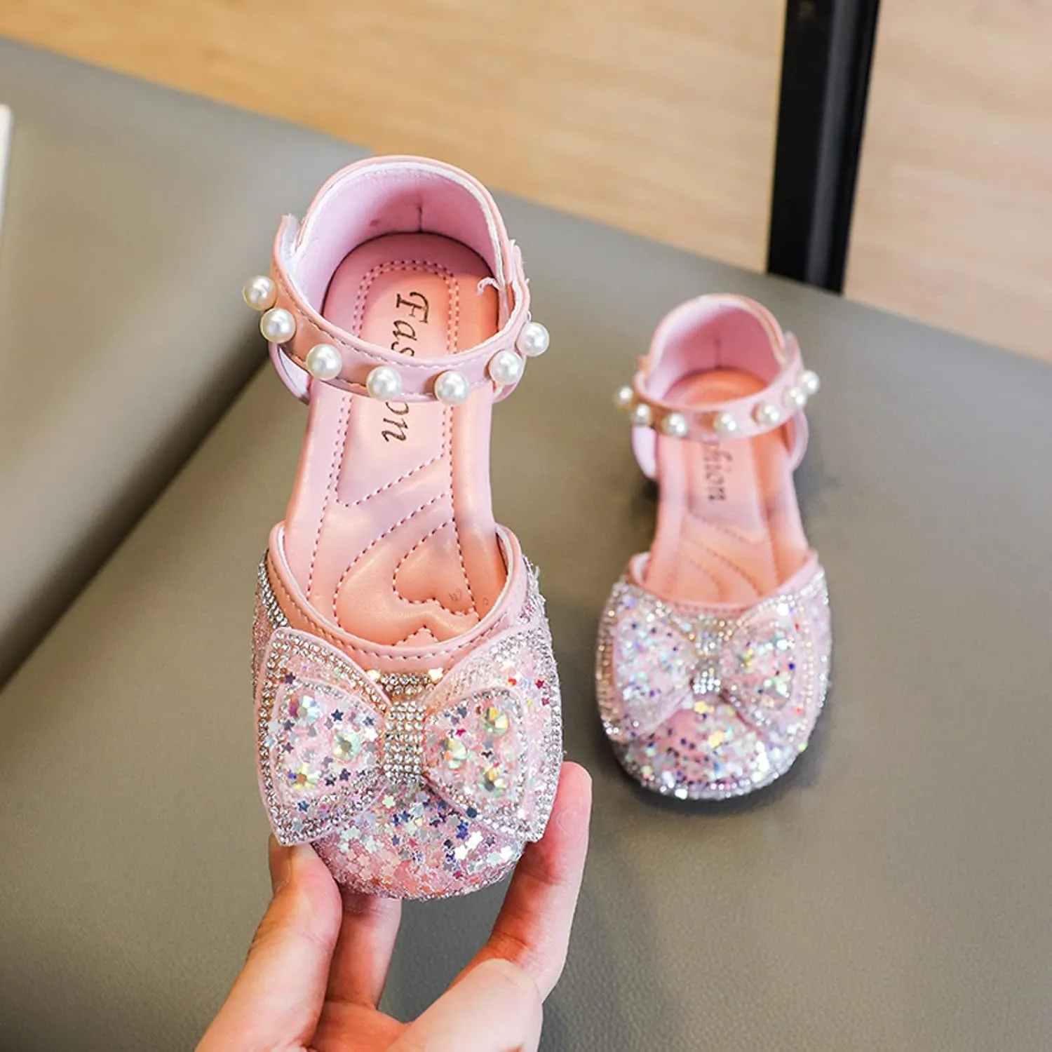 Flower Girl hinestone Dress Shoes Ballet Flat Princess School Pary Wedding Mary Jane Shoes for Toddler Kids
