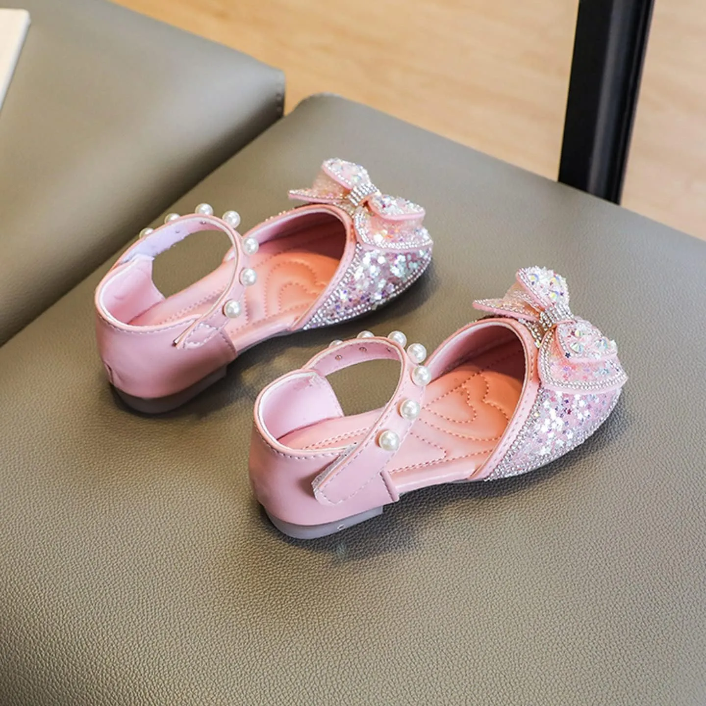 Flower Girl hinestone Dress Shoes Ballet Flat Princess School Pary Wedding Mary Jane Shoes for Toddler Kids