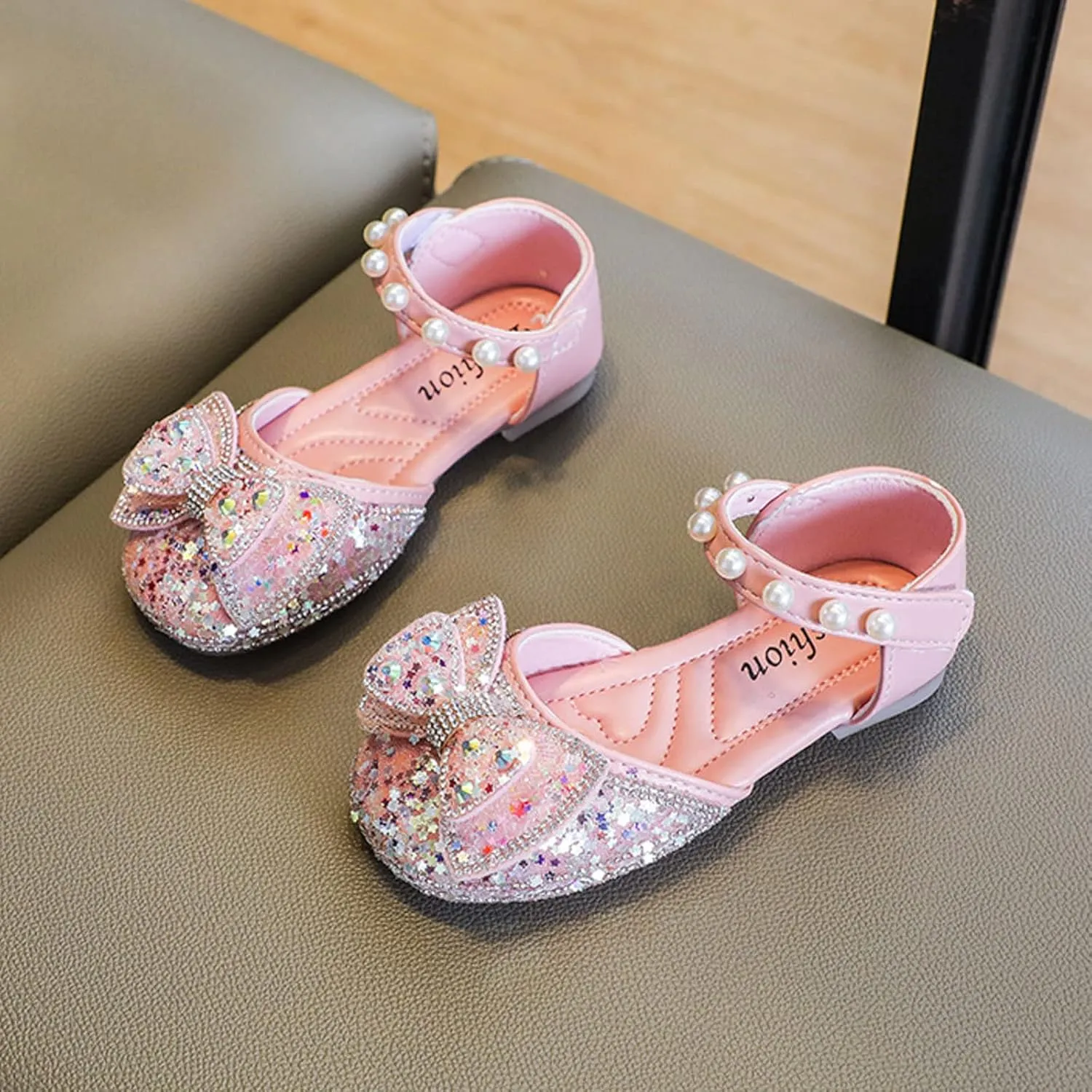 Flower Girl hinestone Dress Shoes Ballet Flat Princess School Pary Wedding Mary Jane Shoes for Toddler Kids