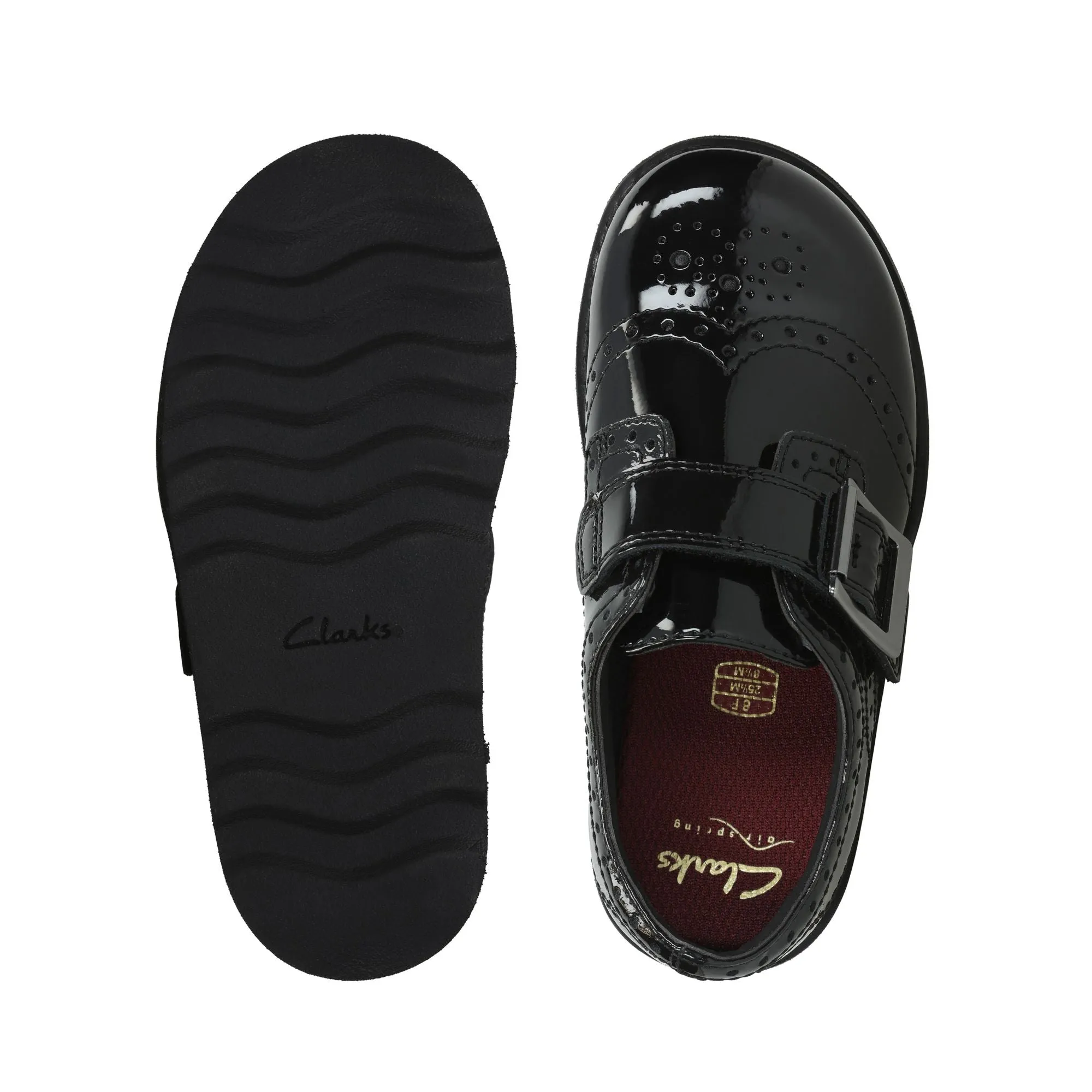Girls Clark Crown Pride Black Patent Leather