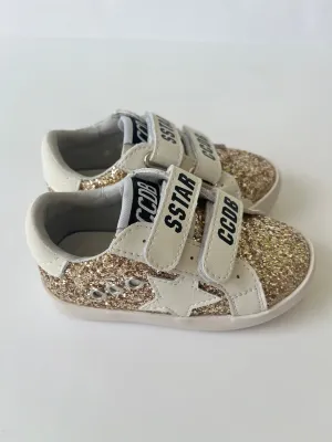 Gold glitter velcro star sneaker