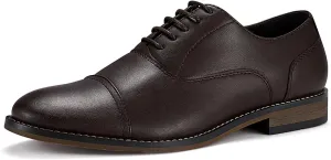 HEEZ Men's Oxford Shoes, Oxford Dress Shoes, Classic Wingtip Lace Up Dress Shoes with Cup Toe, Formal Leather Shoes, Removable Rebounded Insole, Anti-Slip TPR Outsole