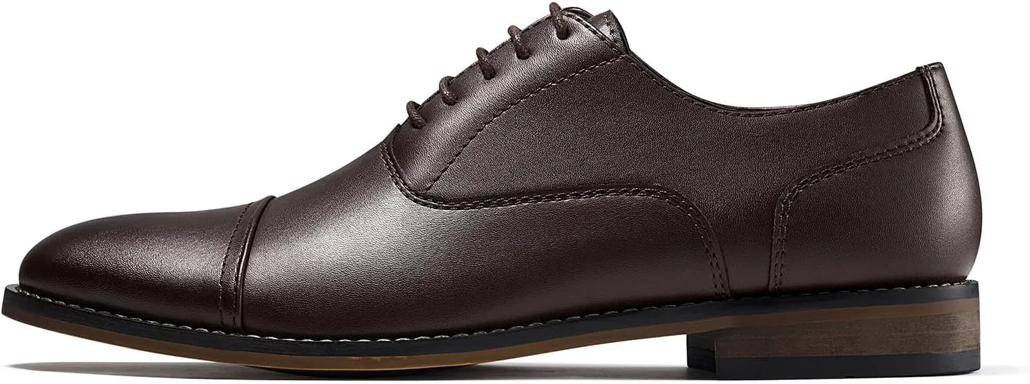 HEEZ Men's Oxford Shoes, Oxford Dress Shoes, Classic Wingtip Lace Up Dress Shoes with Cup Toe, Formal Leather Shoes, Removable Rebounded Insole, Anti-Slip TPR Outsole
