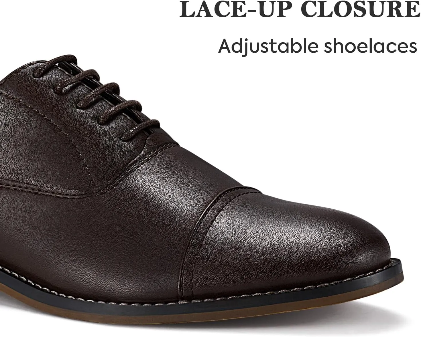 HEEZ Men's Oxford Shoes, Oxford Dress Shoes, Classic Wingtip Lace Up Dress Shoes with Cup Toe, Formal Leather Shoes, Removable Rebounded Insole, Anti-Slip TPR Outsole
