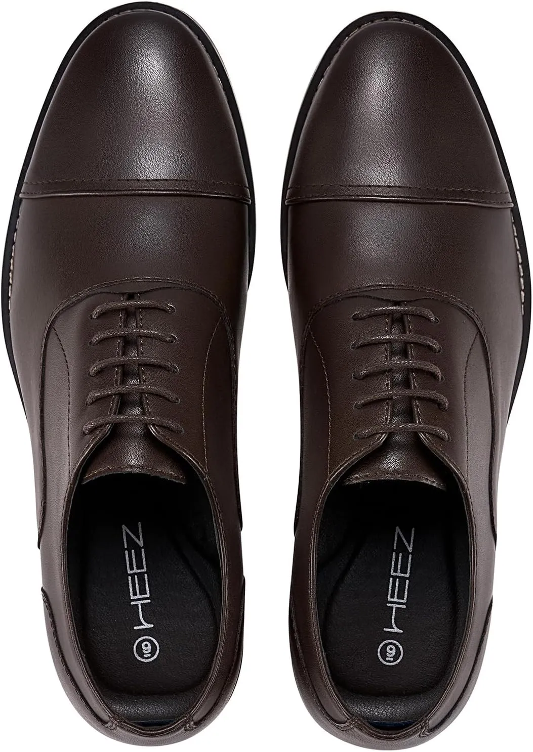 HEEZ Men's Oxford Shoes, Oxford Dress Shoes, Classic Wingtip Lace Up Dress Shoes with Cup Toe, Formal Leather Shoes, Removable Rebounded Insole, Anti-Slip TPR Outsole