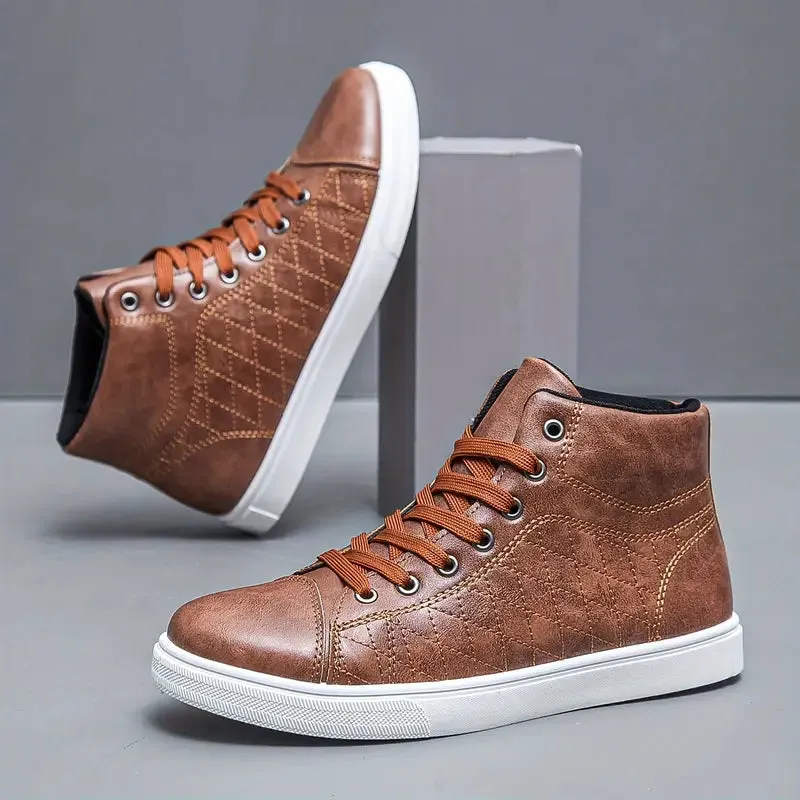 Herensneakers - geruit patroon, veter, ademend