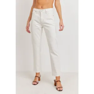 High Rise Off White Straight Jeans