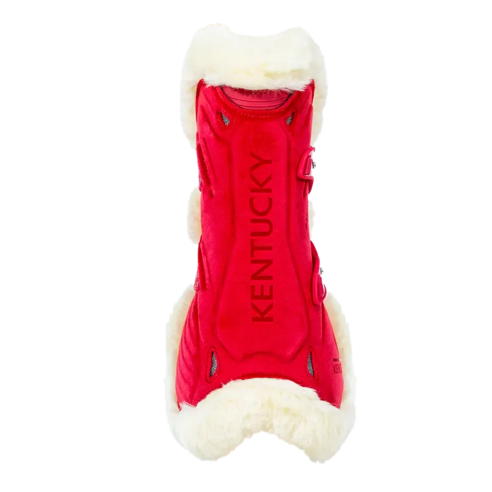 Kentucky Vegan Sheepskin Tendon Boots Bamboo Elastic Velvet – Red