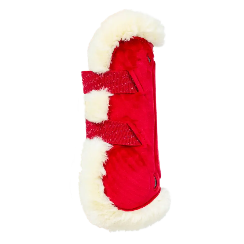 Kentucky Vegan Sheepskin Tendon Boots Bamboo Elastic Velvet – Red