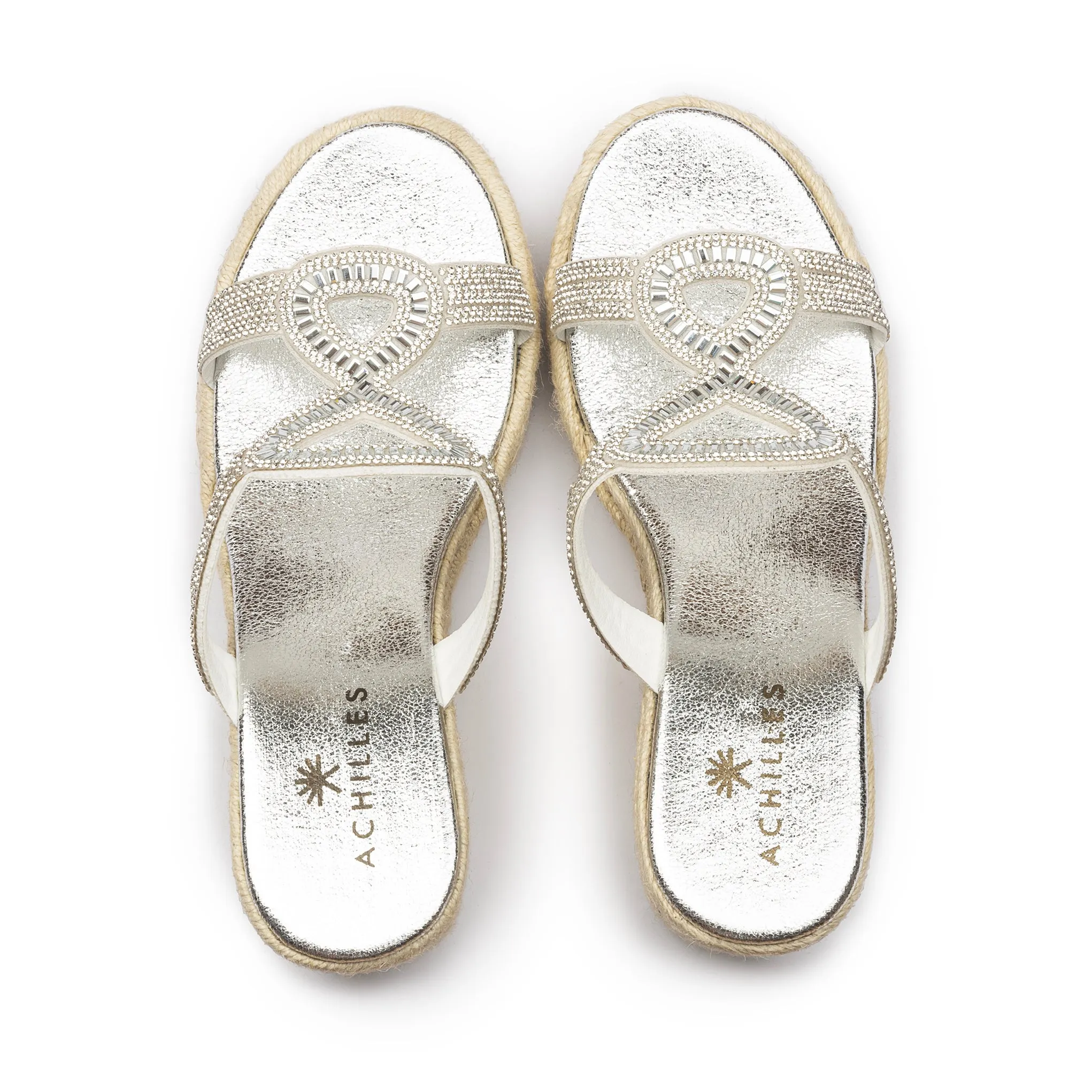 Knot Tie Wedge Sandals - Silver
