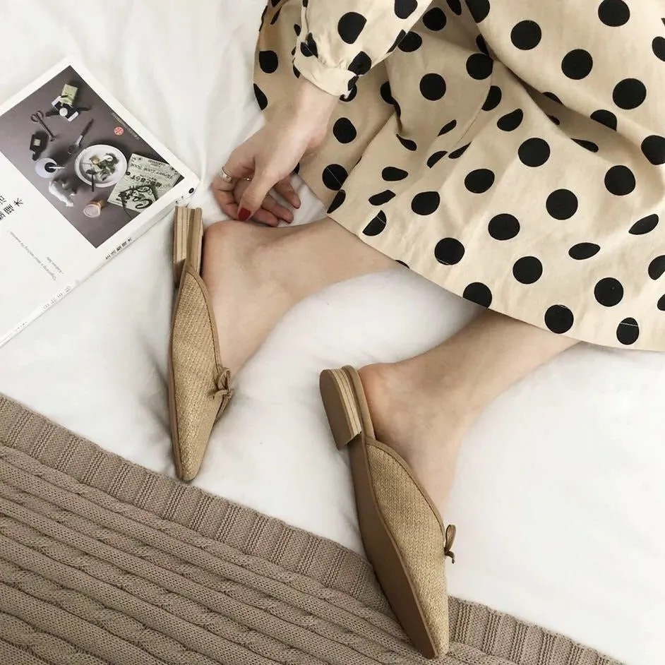 [Korean Style] Dalia Minimal Ribbon Mules