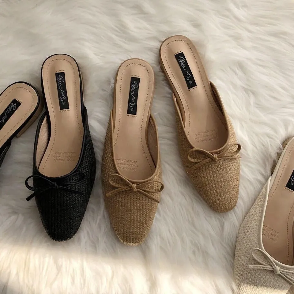 [Korean Style] Dalia Minimal Ribbon Mules