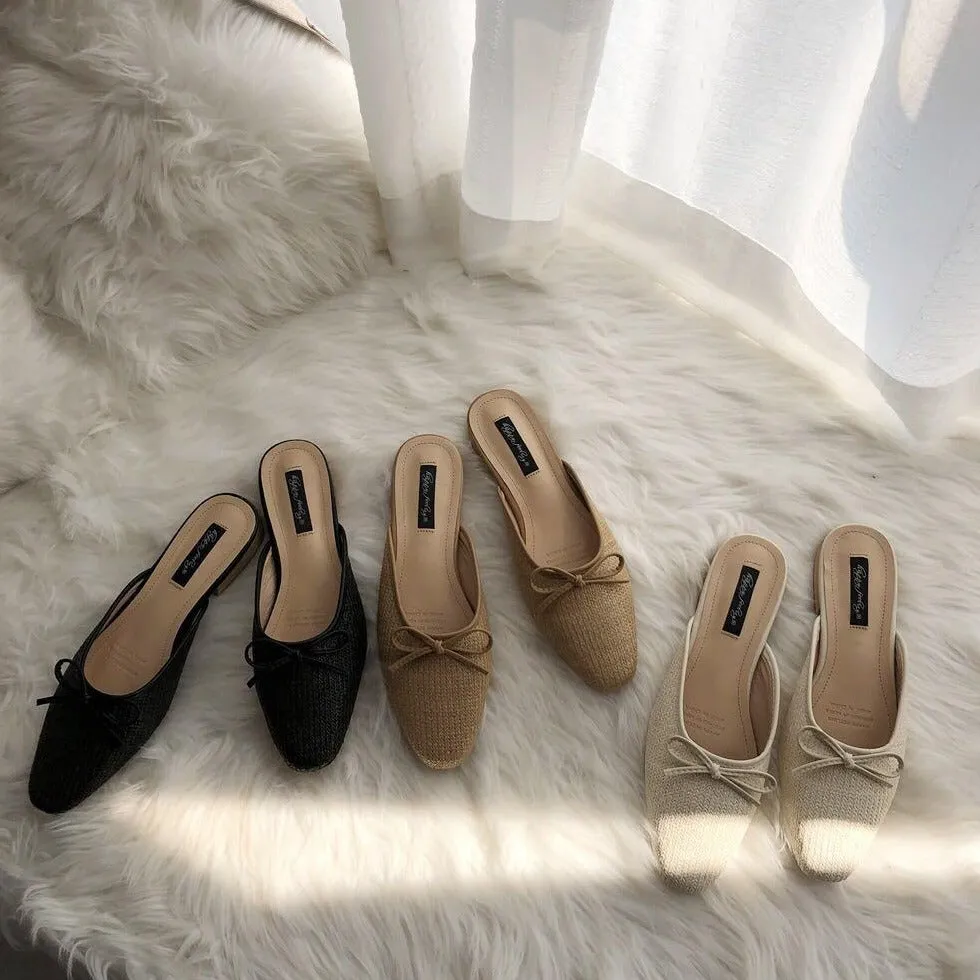 [Korean Style] Dalia Minimal Ribbon Mules