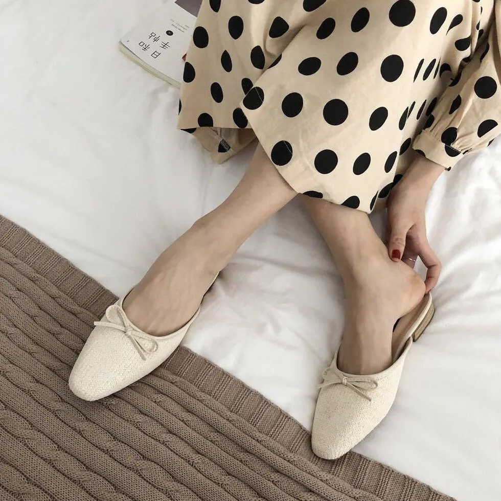 [Korean Style] Dalia Minimal Ribbon Mules