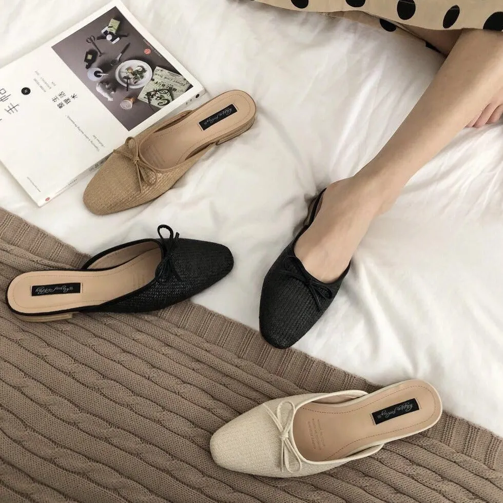 [Korean Style] Dalia Minimal Ribbon Mules