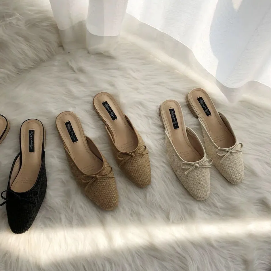 [Korean Style] Dalia Minimal Ribbon Mules