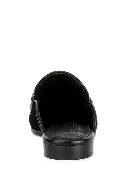 Lavinia Suede Leather Braided Detail Mules, 2 Colors