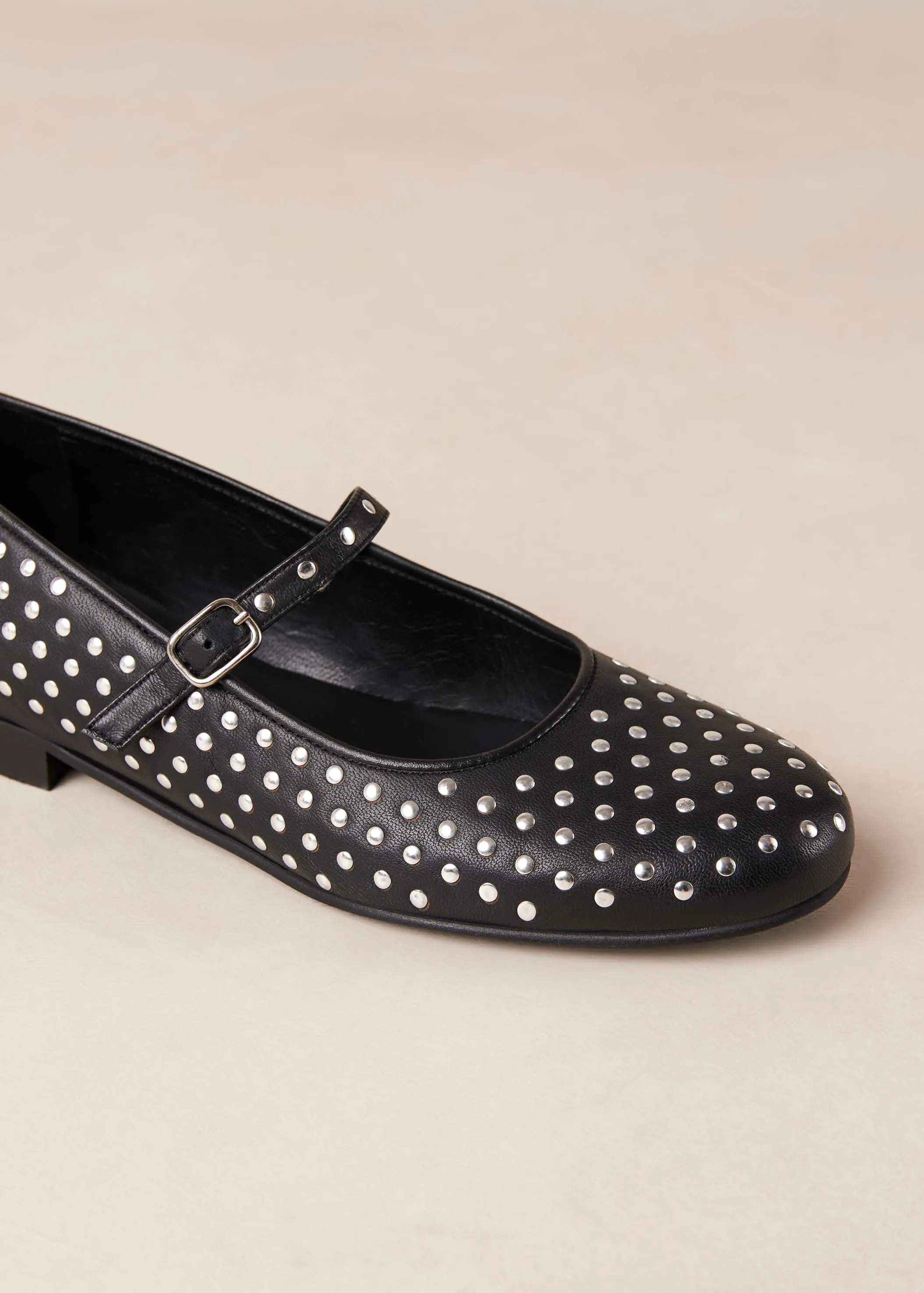 Lucien Black Leather Ballet Flats