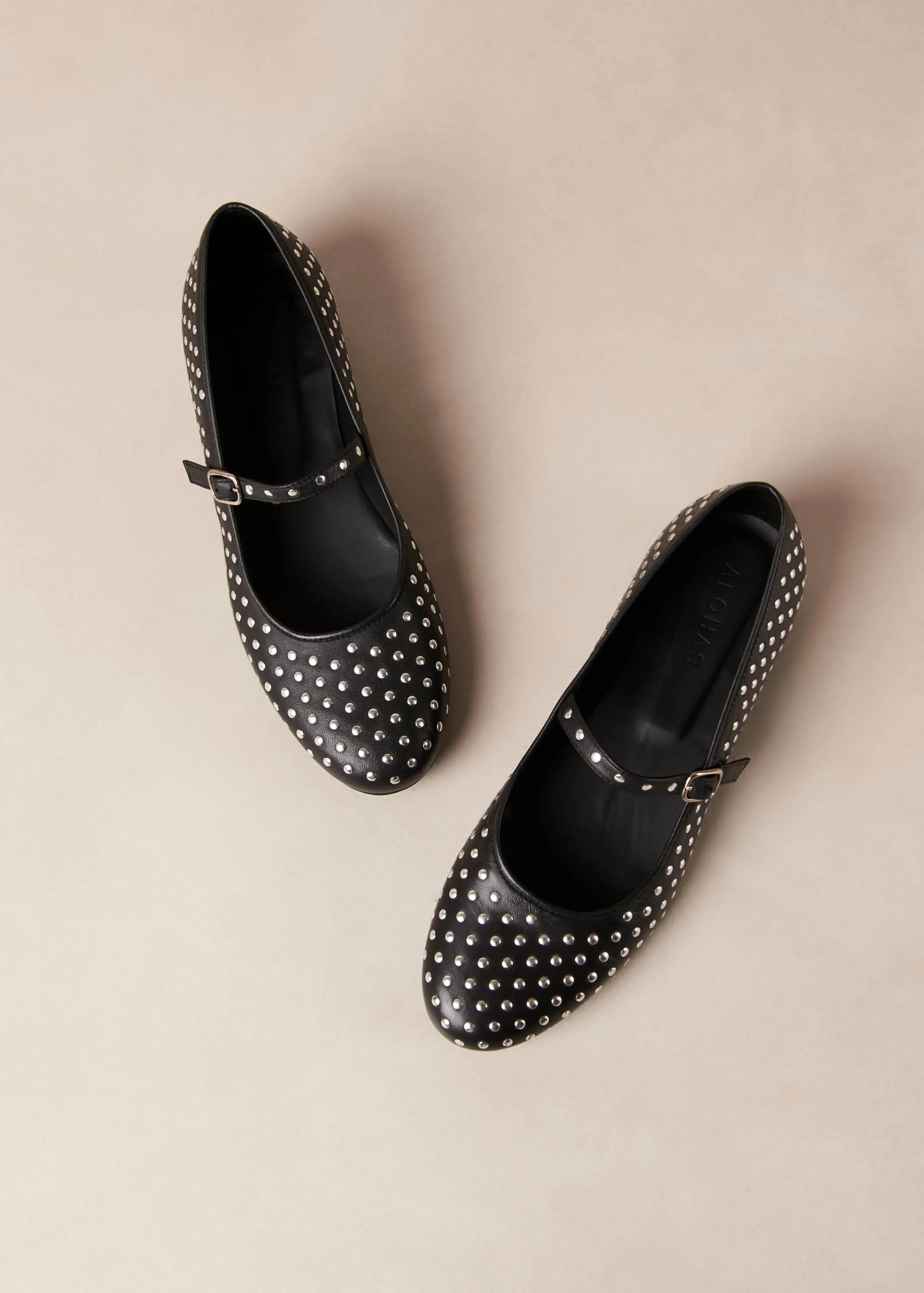 Lucien Black Leather Ballet Flats