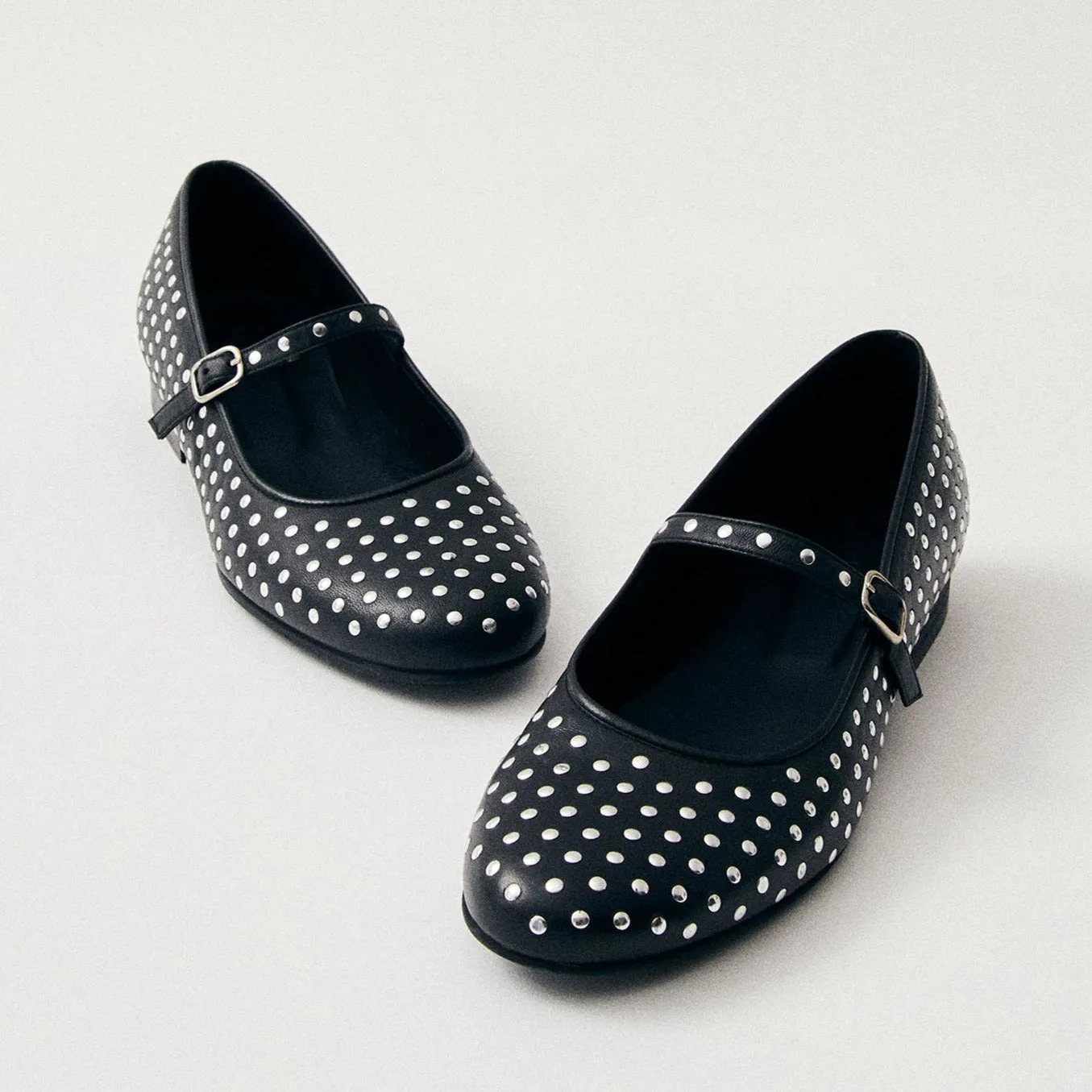 Lucien Black Leather Ballet Flats