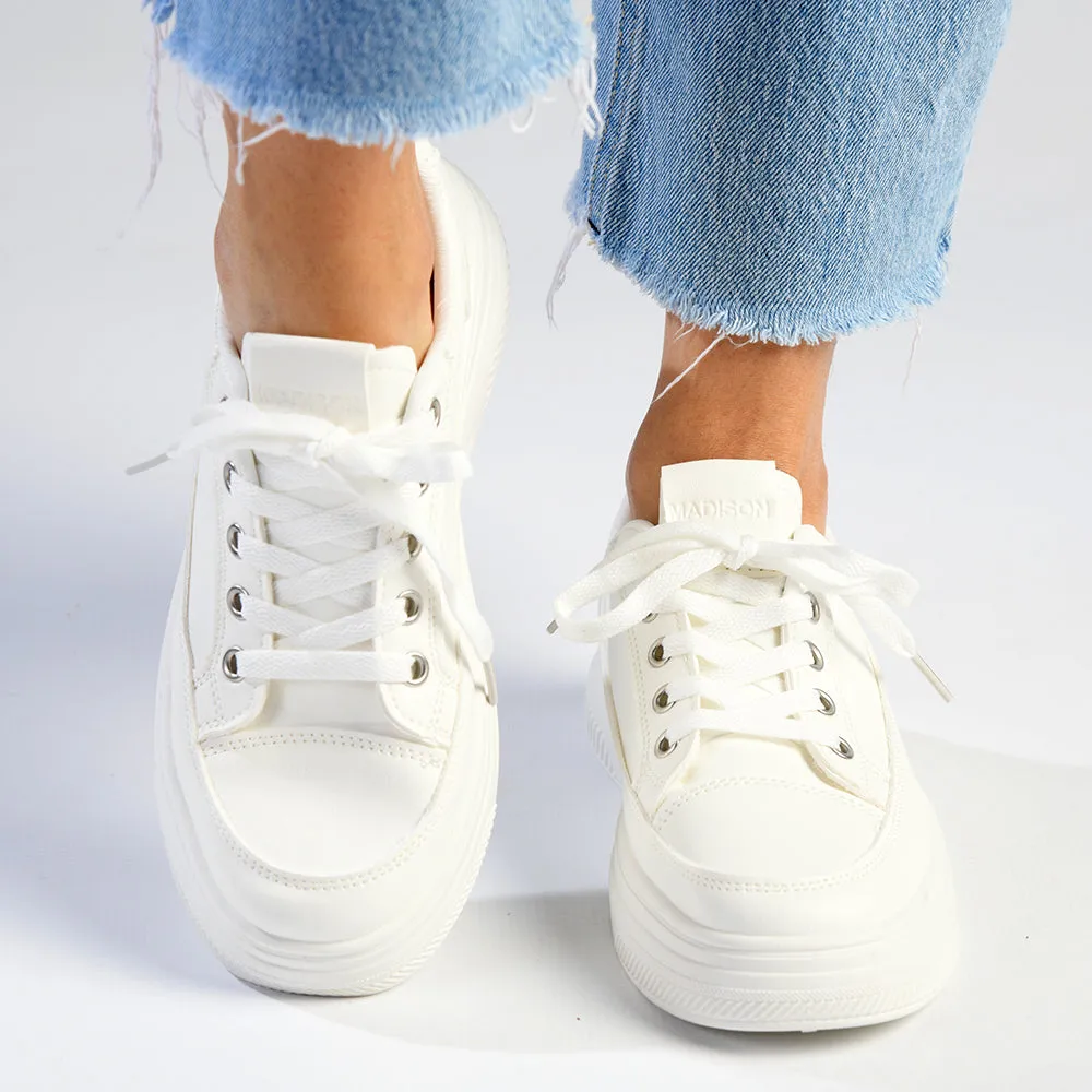 Madison Tylee Ladies Platform Sneaker - White