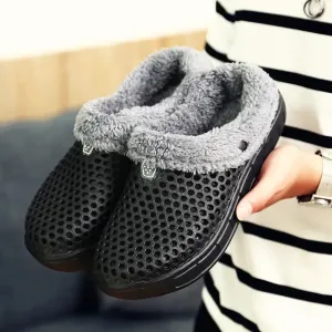Men Fur Slippers Warm Fuzzy Plush Garden Clogs Mules