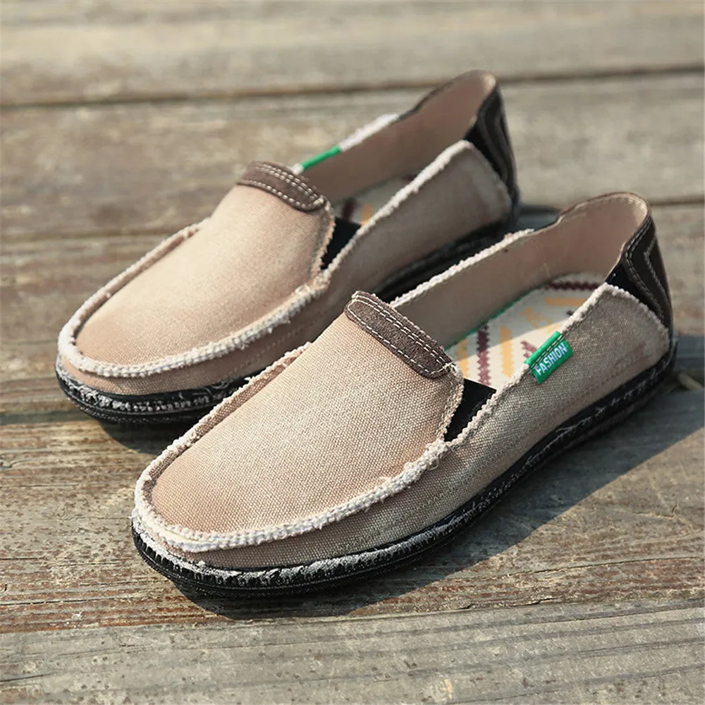 Men's Canvas Slip On Shoes Causal Breathable Loafers | runandup