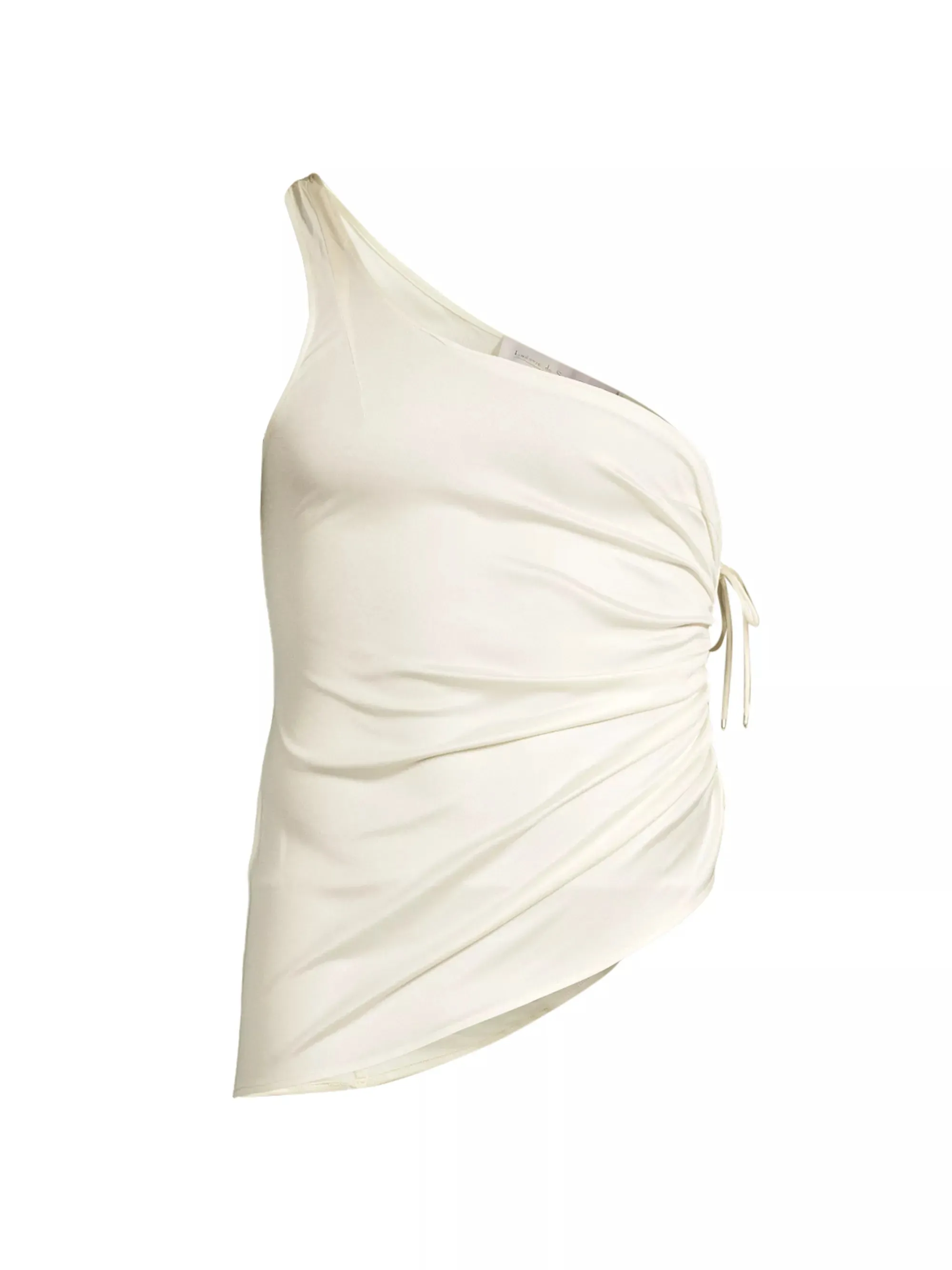 One Shoulder Silk Scrunch Lace Top