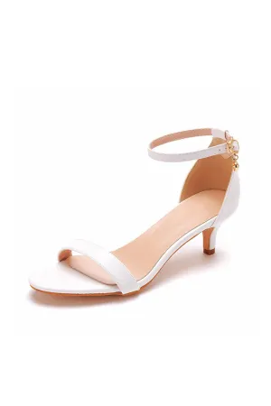 Open Toe Ankle Strap Wedding Kitten Heels