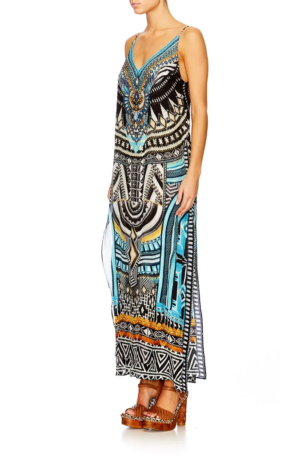 OVERLAY V NECK LONG DRESS RUNAWAY READY