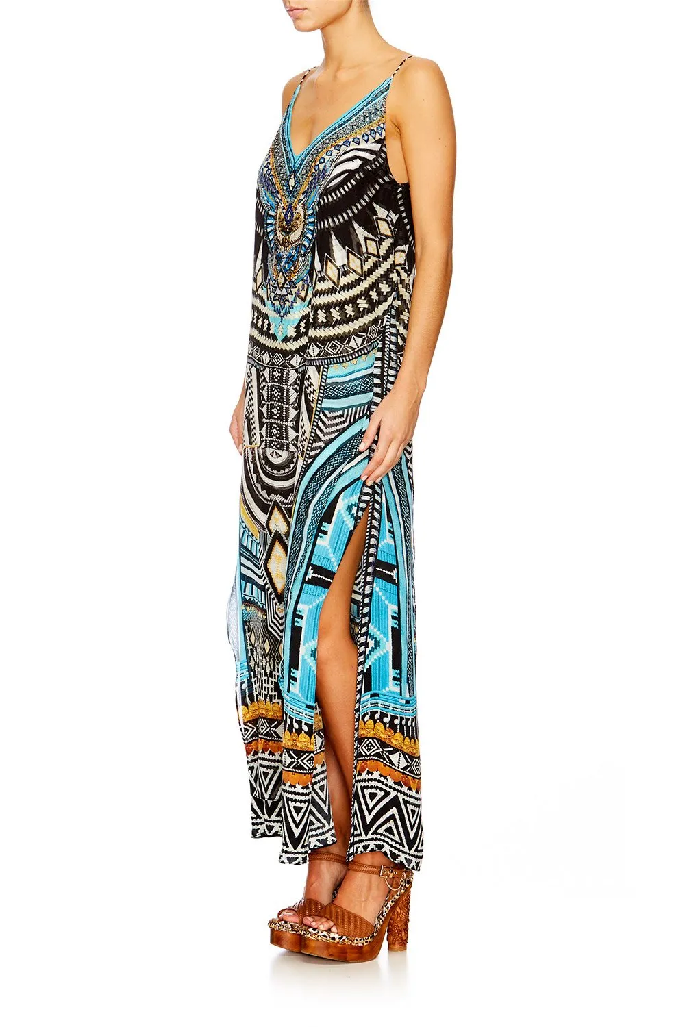 OVERLAY V NECK LONG DRESS RUNAWAY READY