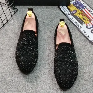 Pea shoes men's shoes spirit guy a pedal rhinestone shoes embroidery leisure loafers trend lazy shoes