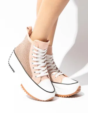 Pink Fashion Shiny Height Increasing Sneakers