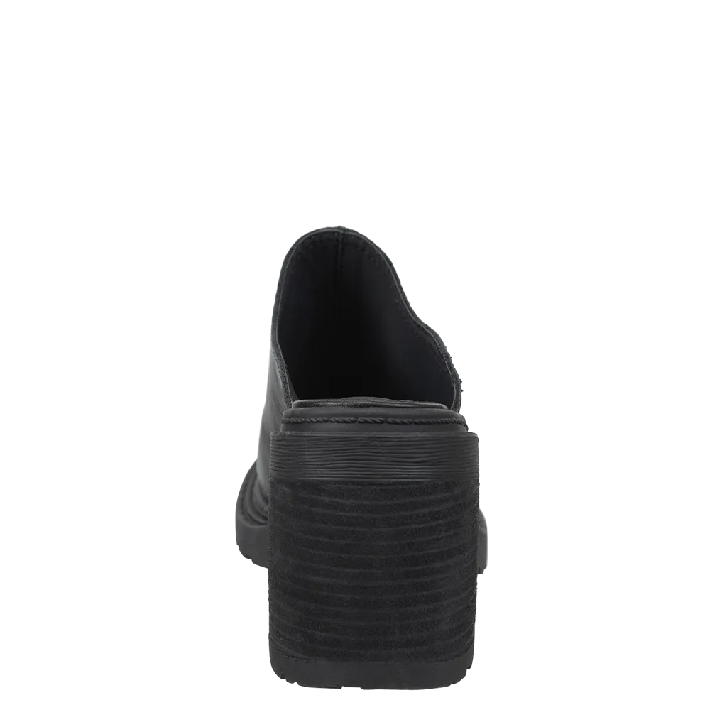 RISE in BLACK Heeled Mules