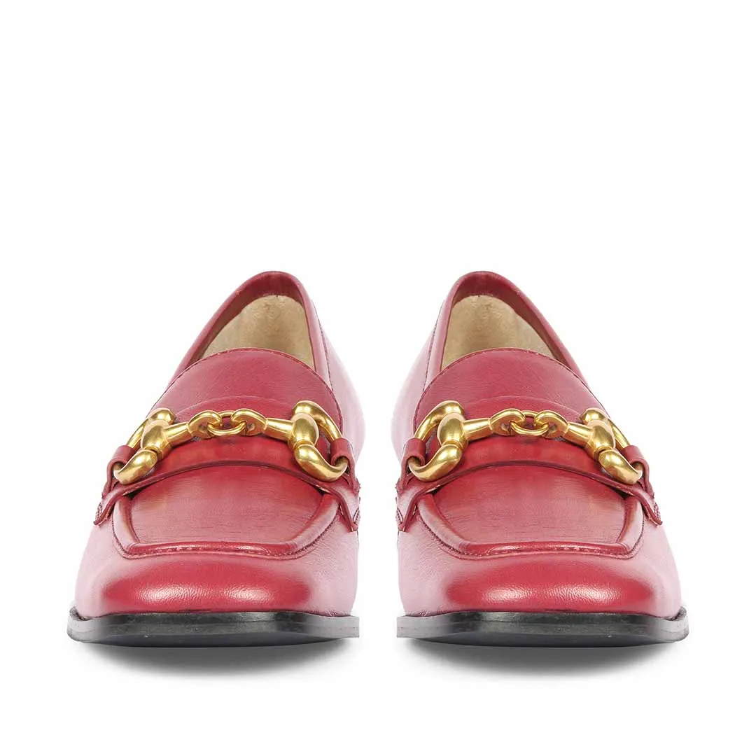 Saint Jenny Cherry Leather Handcrafted Moccasins