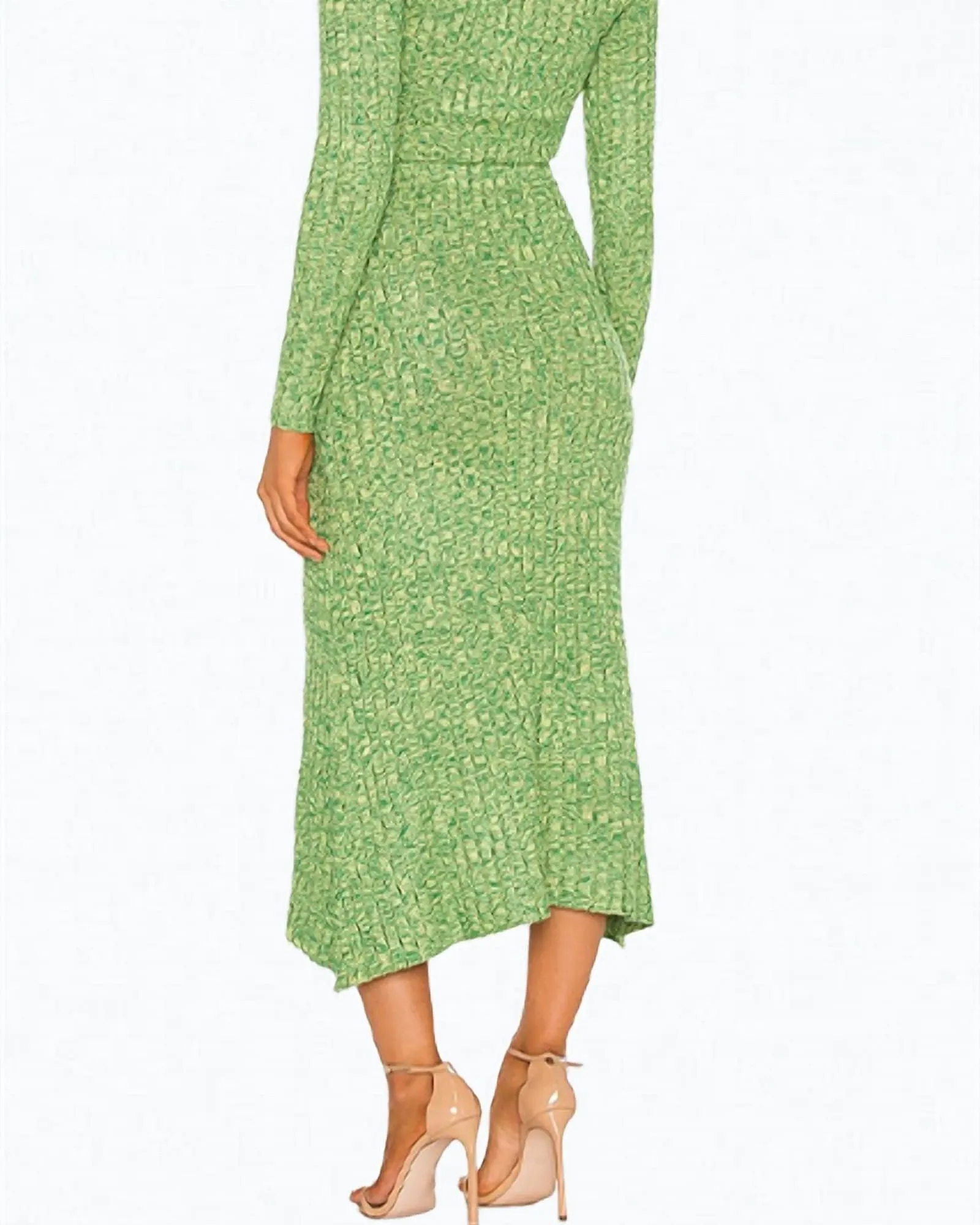 Skye Cutout Ribbed-Knit Midi Dress in Marled Lime | Marled Lime