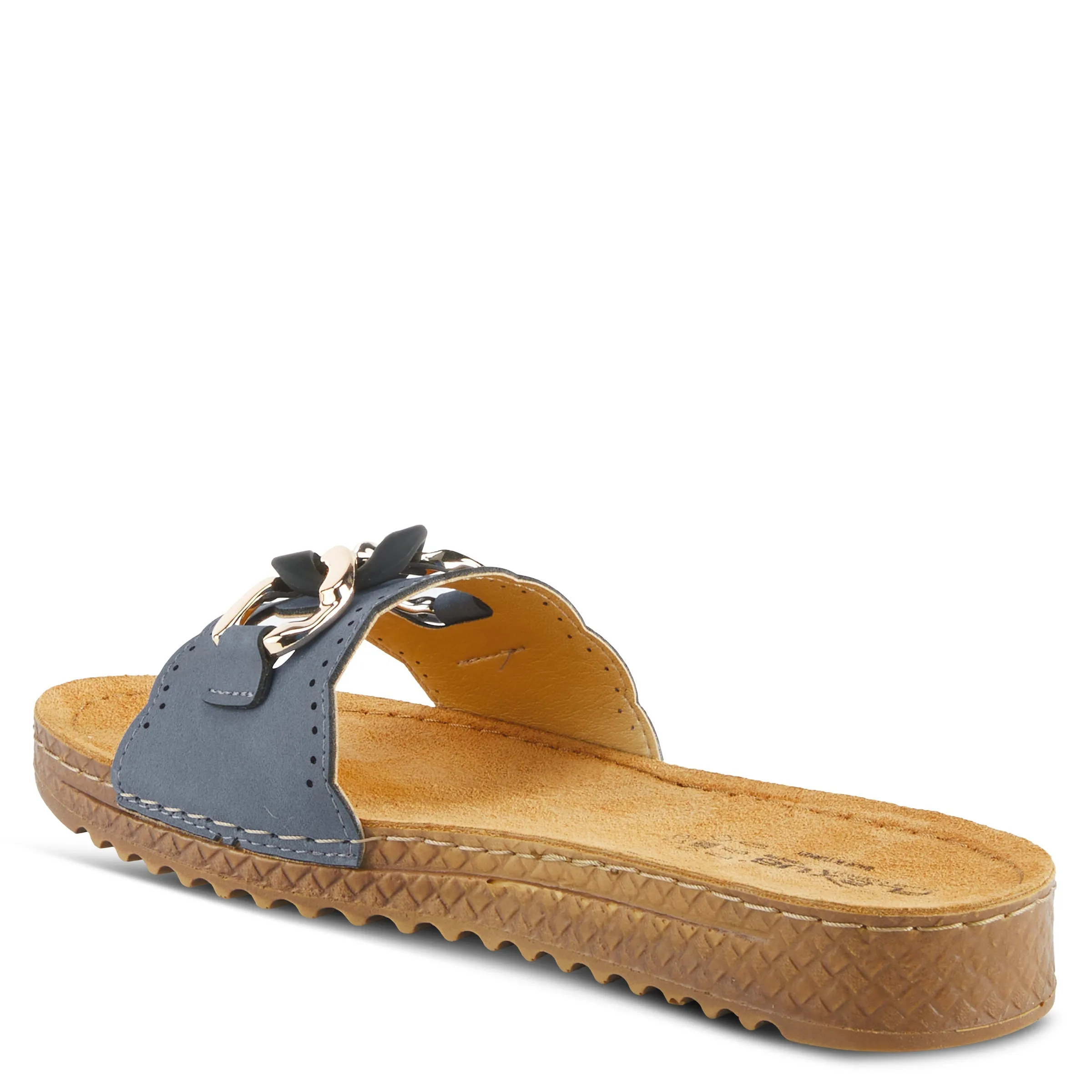 Spring Step Shoes  Flexus Janey Slide Sandals Women’s Leather Gold Chain 2023