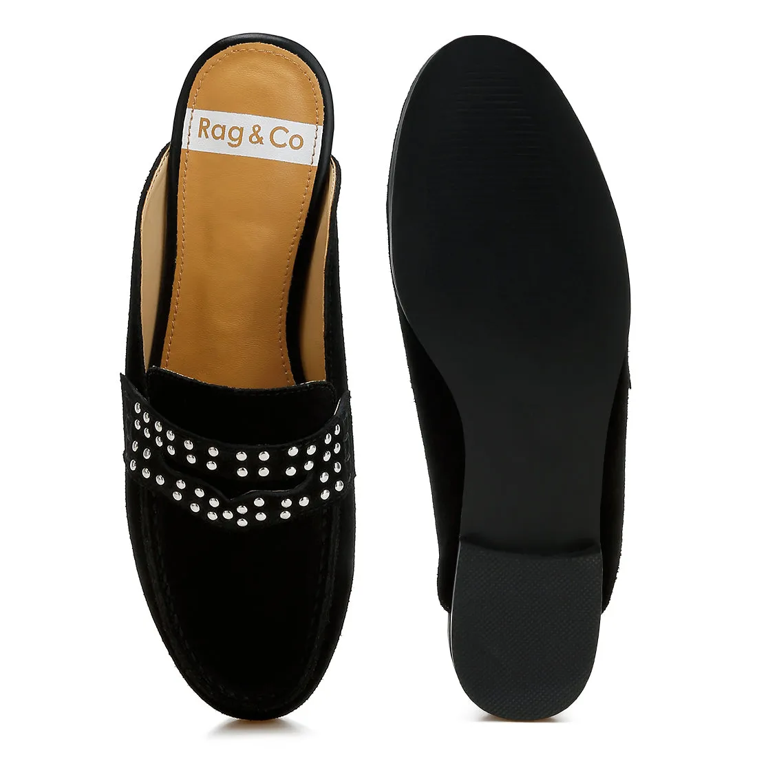Stud Embellished Penny Strap Mules