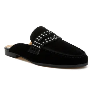Stud Embellished Penny Strap Mules