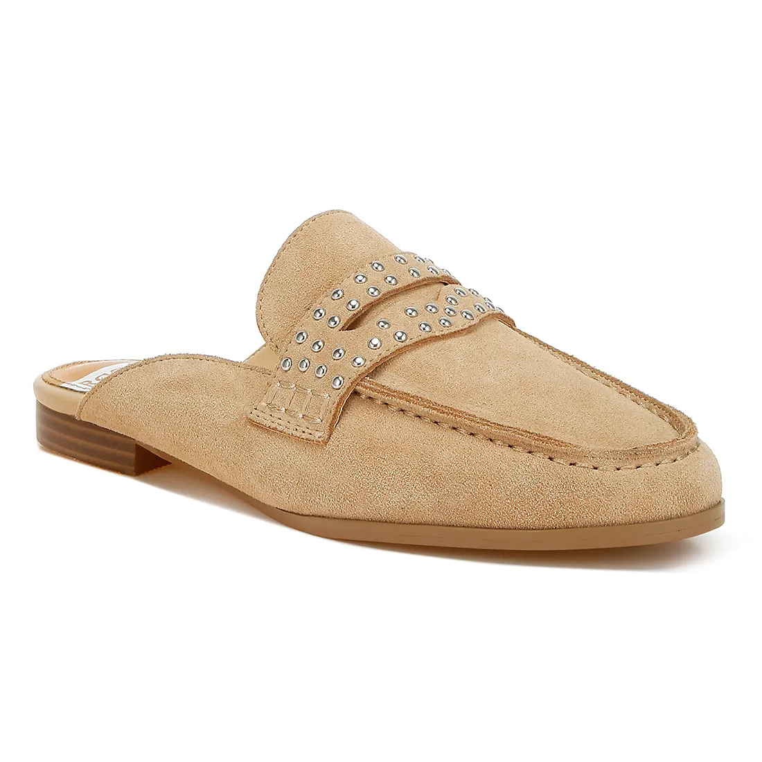 Stud Embellished Penny Strap Mules