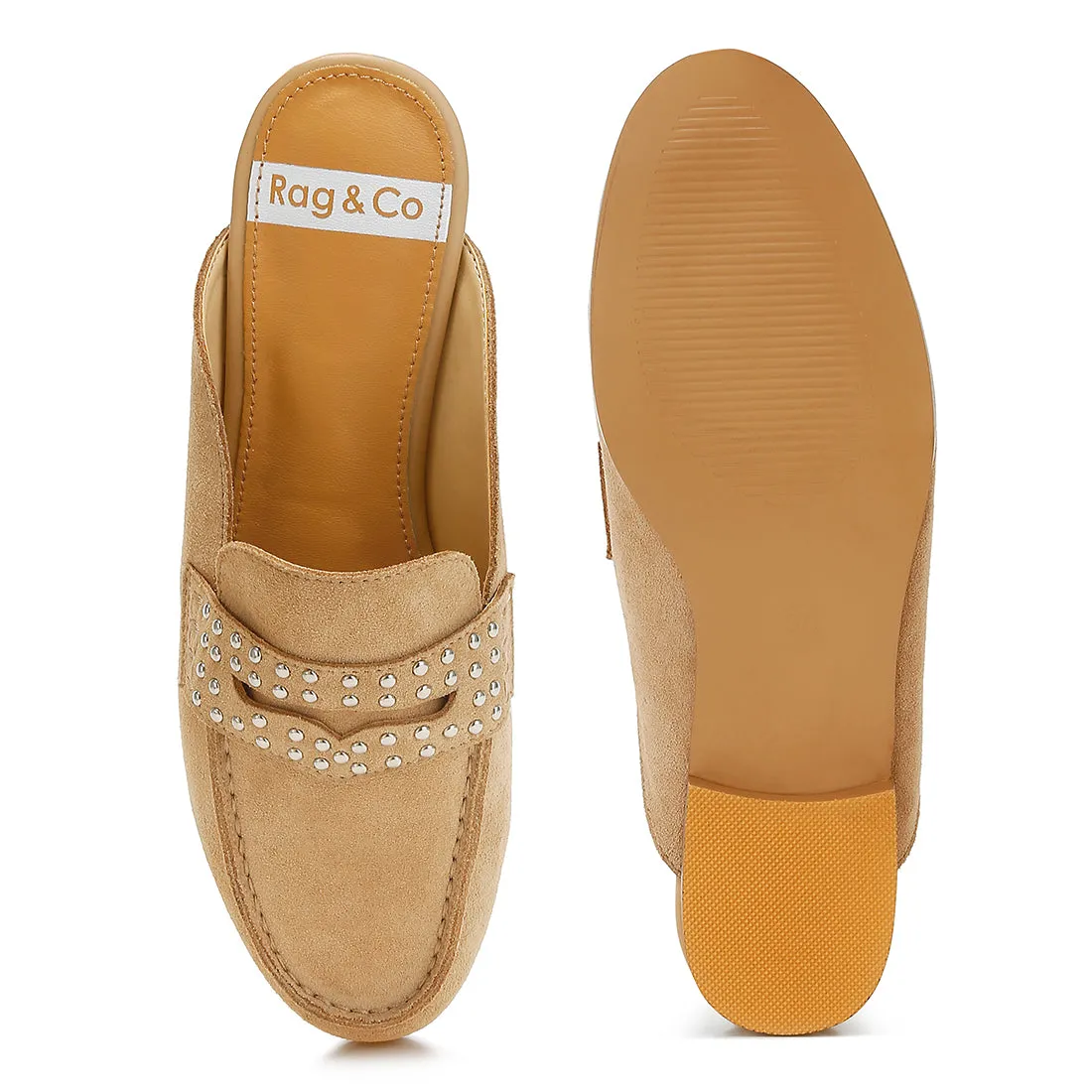 Stud Embellished Penny Strap Mules