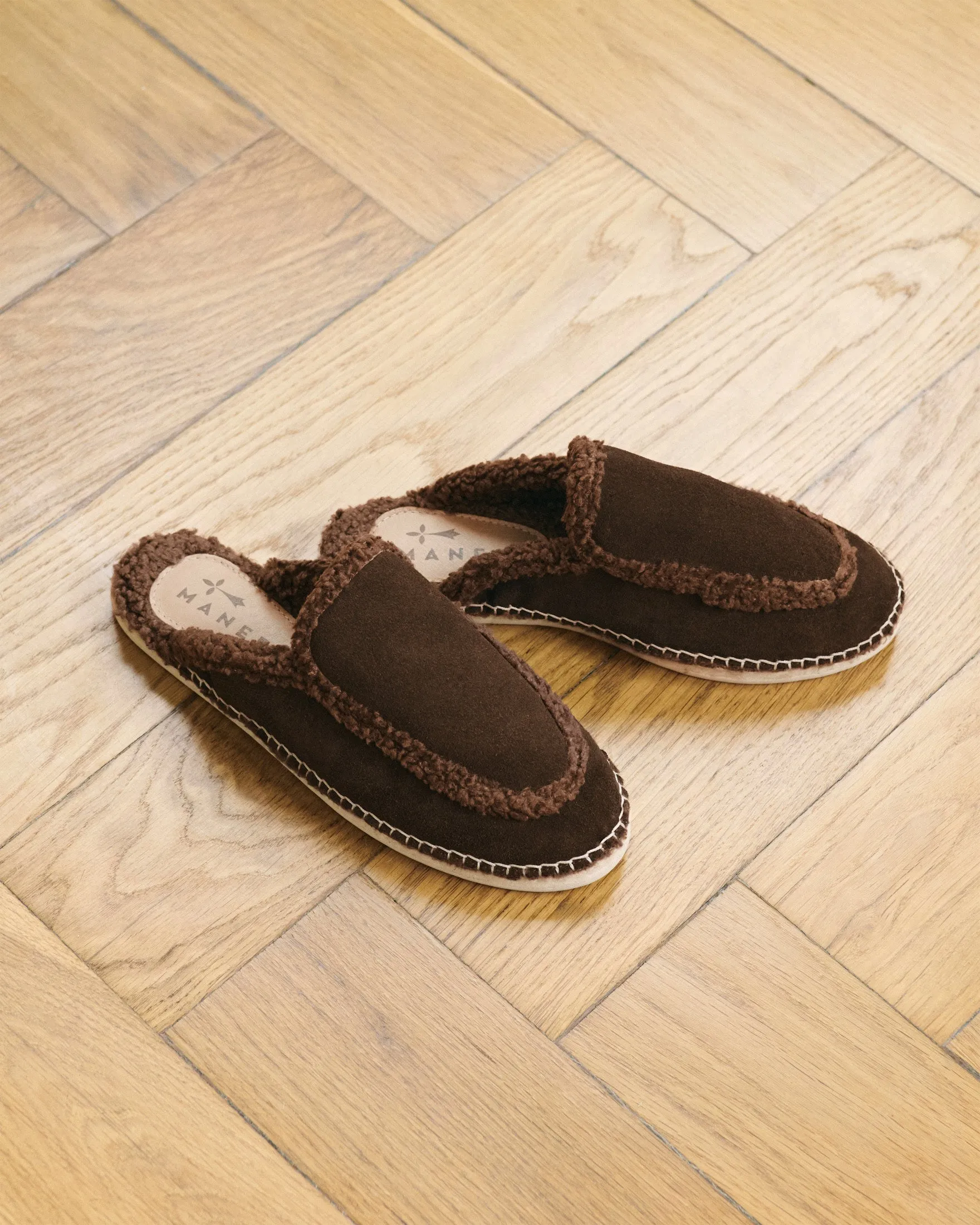 Suede Mules With Faux Fur - R57ME - Cortina Cocoa