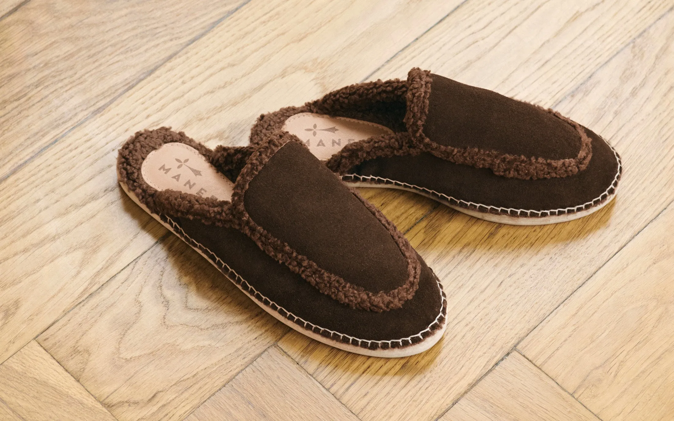 Suede Mules With Faux Fur - R57ME - Cortina Cocoa