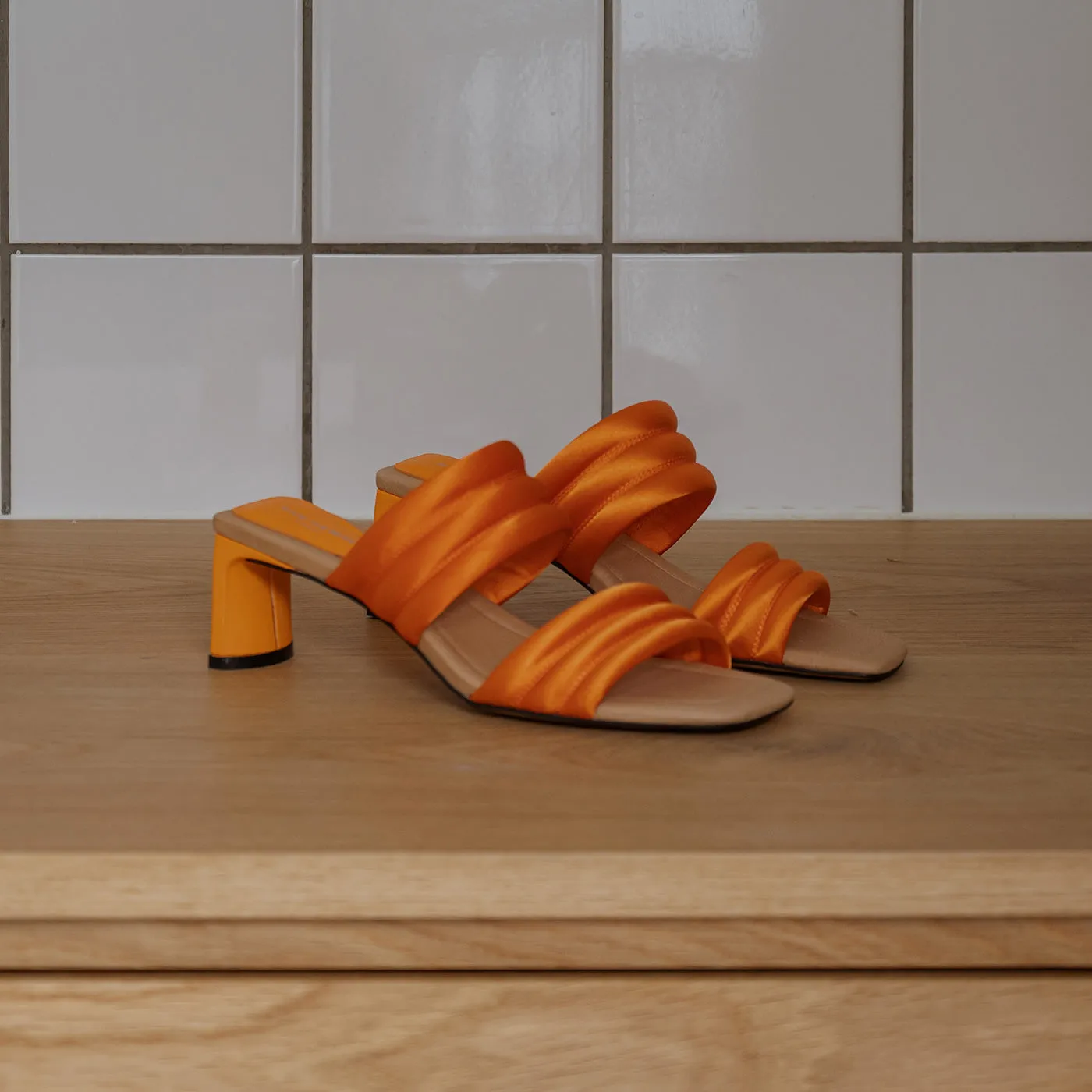 Sylvi heel textile - ORANGE SATIN